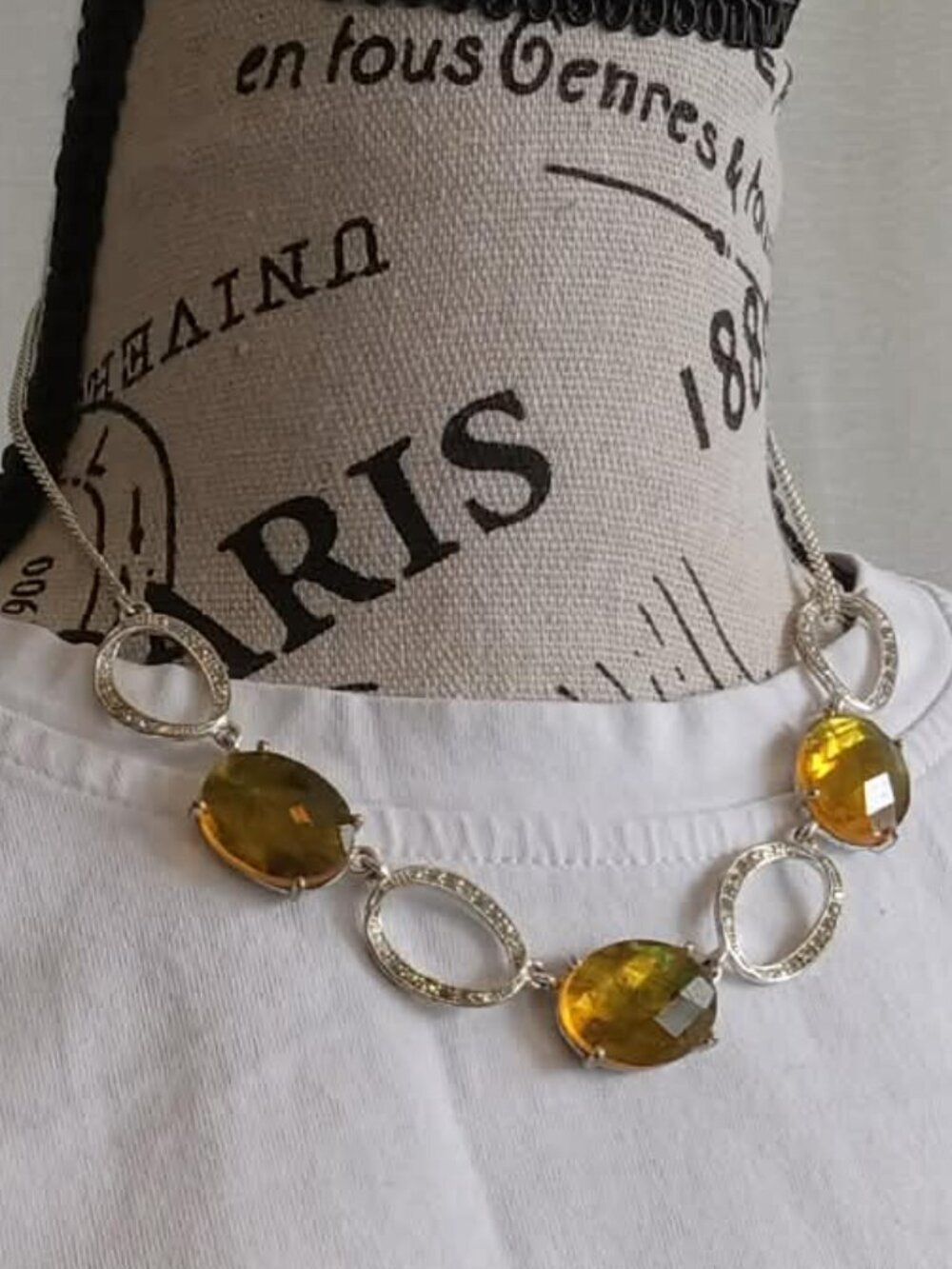 Vintage Honey Topaz Quartz Sterling Silver Necklace and earrings